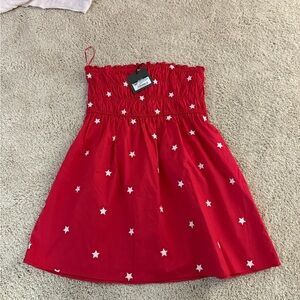 Red mini dress with stars, never worn, new with tags